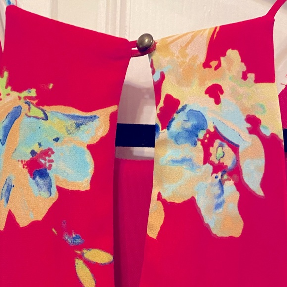 The Impeccable Pig pink size Medium dress with cobalt blue flowers - Picture 5 of 6